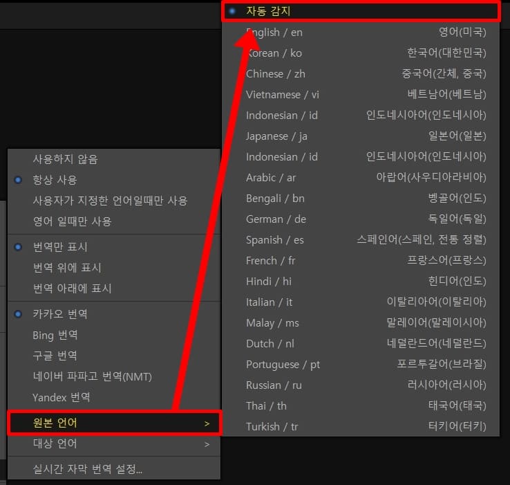 PotPlayer real time subtitle translation settings 3